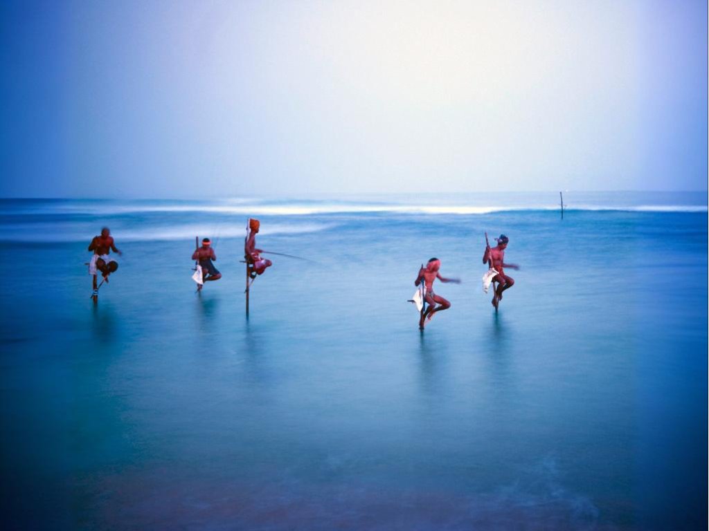 pescadores de palo de Sri Lanka